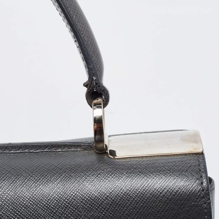 Pre Owned Salvatore Ferragamo Dark Grey Gancini Flap Top Handle Bag