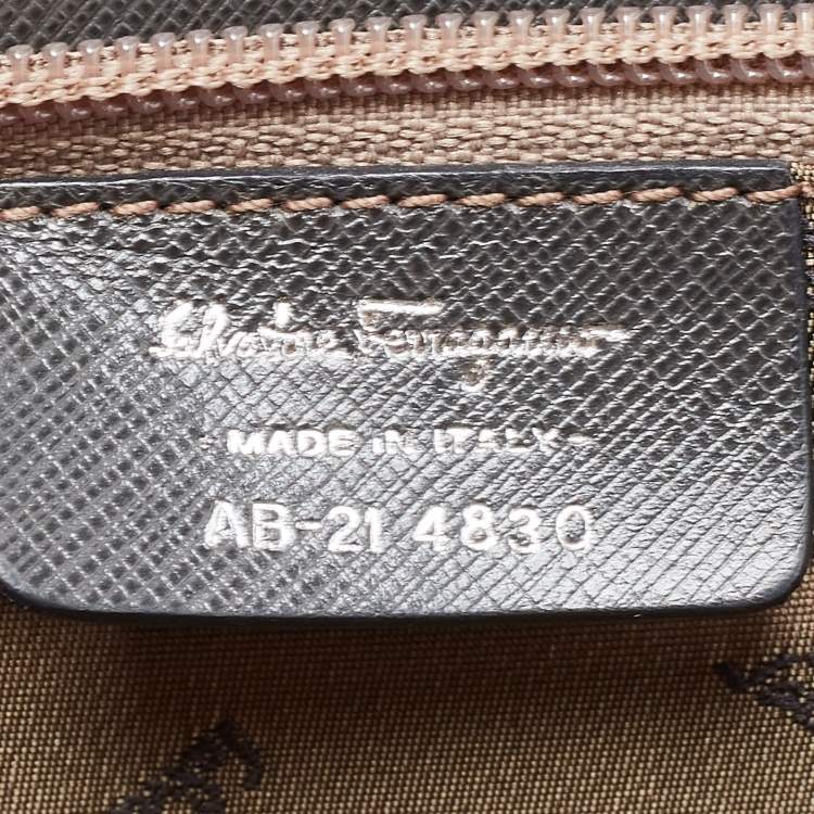 Pre Owned Salvatore Ferragamo Dark Grey Gancini Flap Top Handle Bag