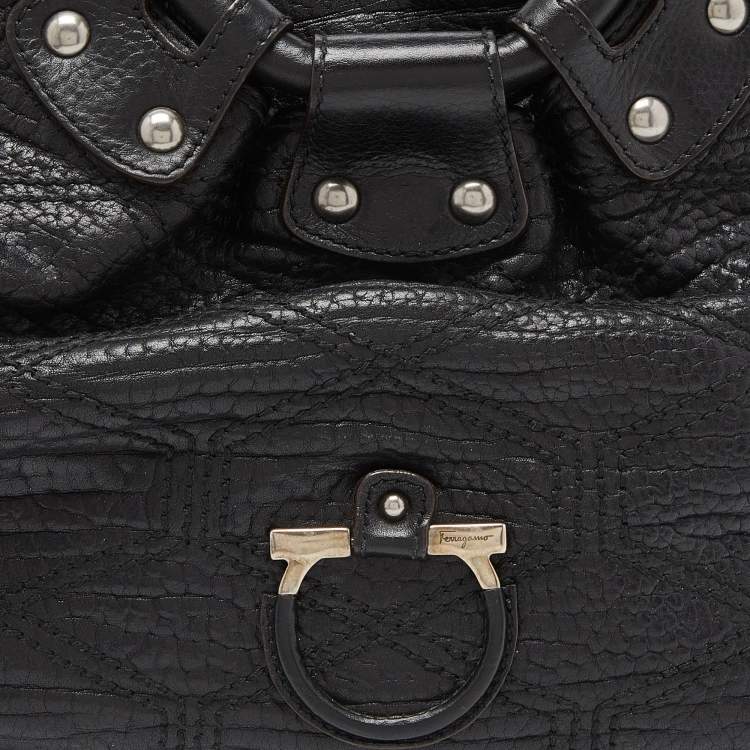 Pre Owned Salvatore Ferragamo Black Leather Shoulder Bag