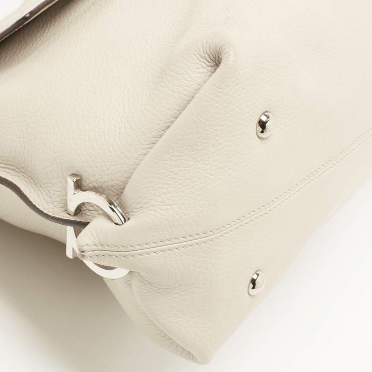 Pre Owned Salvatore Ferragamo Cream Leather Medium Sofia Top Handle Bag