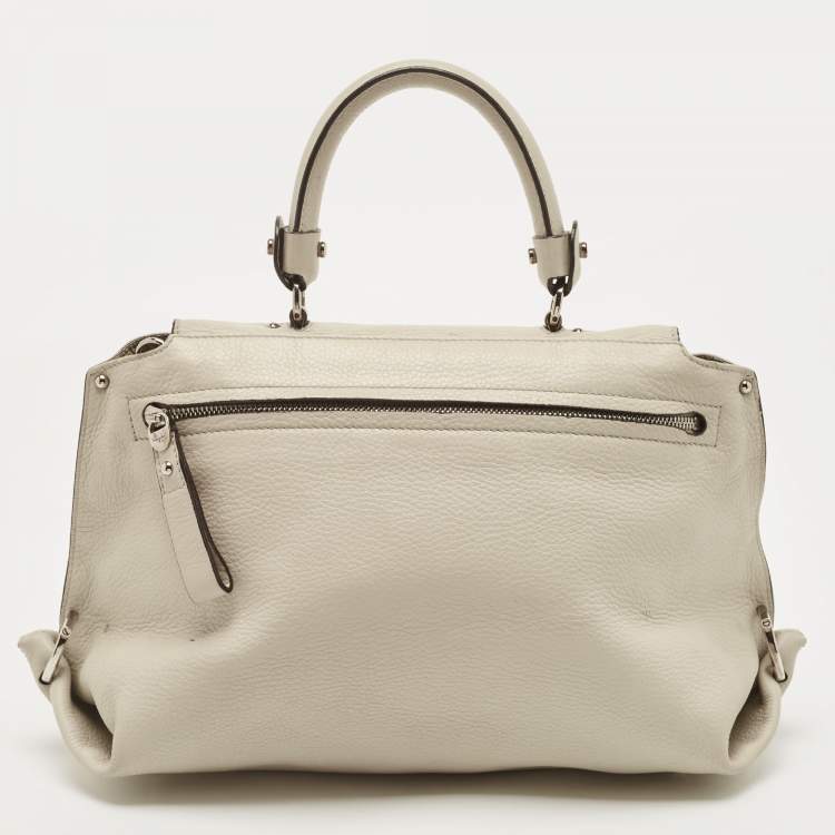 Pre Owned Salvatore Ferragamo Cream Leather Medium Sofia Top Handle Bag