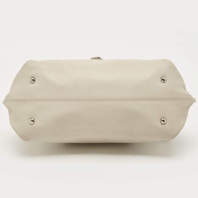 Pre Owned Salvatore Ferragamo Cream Leather Medium Sofia Top Handle Bag