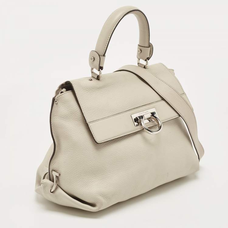 Pre Owned Salvatore Ferragamo Cream Leather Medium Sofia Top Handle Bag
