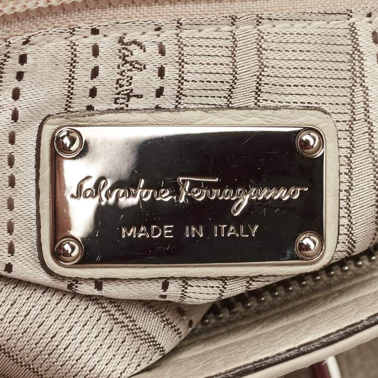 Pre Owned Salvatore Ferragamo Cream Leather Medium Sofia Top Handle Bag