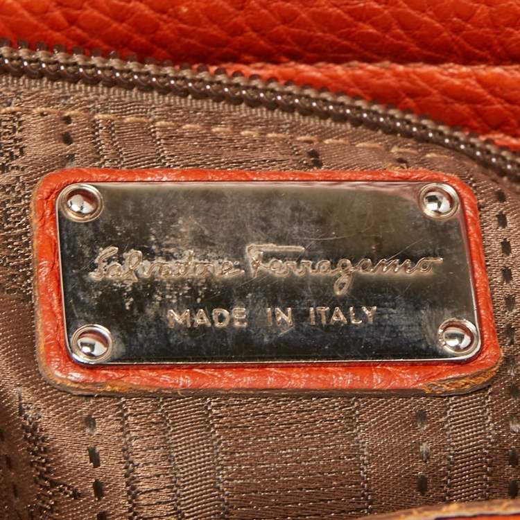 Pre Owned Salvatore Ferragamo Orange Leather Medium Sofia Top Handle Bag