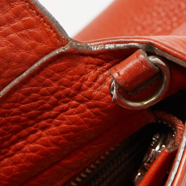 Pre Owned Salvatore Ferragamo Orange Leather Medium Sofia Top Handle Bag