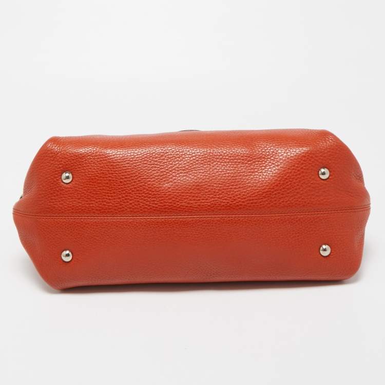 Pre Owned Salvatore Ferragamo Orange Leather Medium Sofia Top Handle Bag
