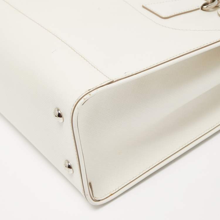 Pre Owned Salvatore Ferragamo White Leather Briana Tote