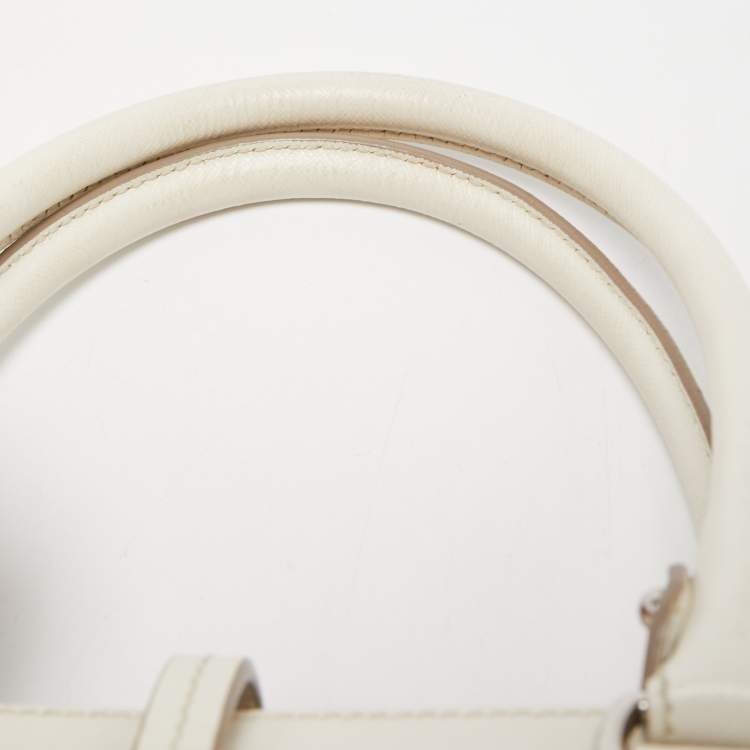 Pre Owned Salvatore Ferragamo White Leather Briana Tote