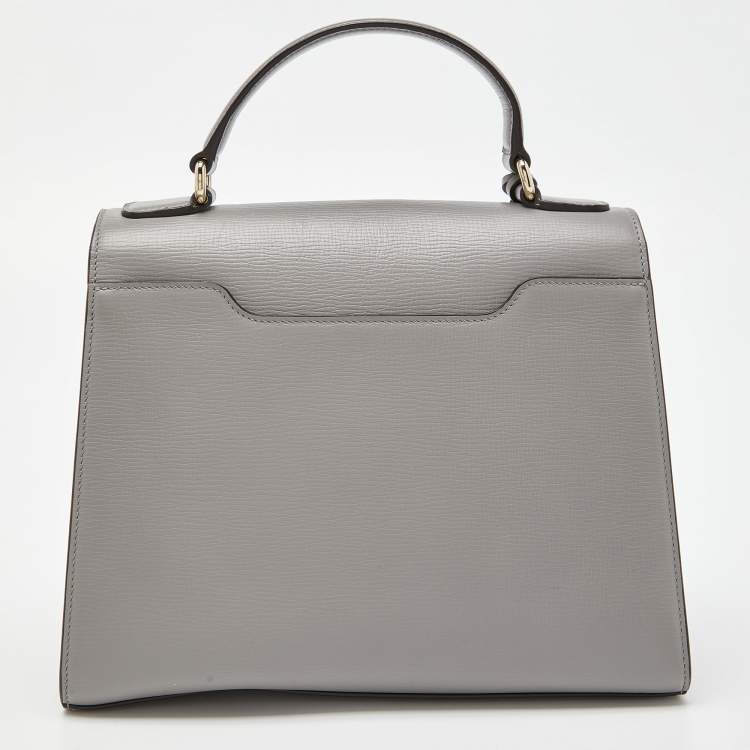 Pre Owned Salvatore Ferragamo Grey Leather Letty Top Handle bag