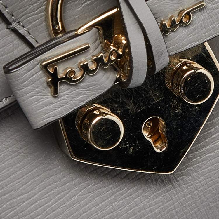 Pre Owned Salvatore Ferragamo Grey Leather Letty Top Handle bag