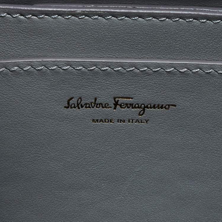 Pre Owned Salvatore Ferragamo Grey Leather Letty Top Handle bag