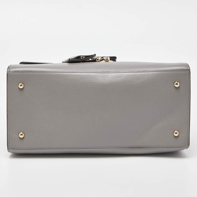Pre Owned Salvatore Ferragamo Grey Leather Letty Top Handle bag