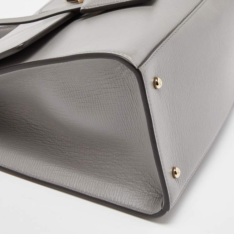 Pre Owned Salvatore Ferragamo Grey Leather Letty Top Handle bag