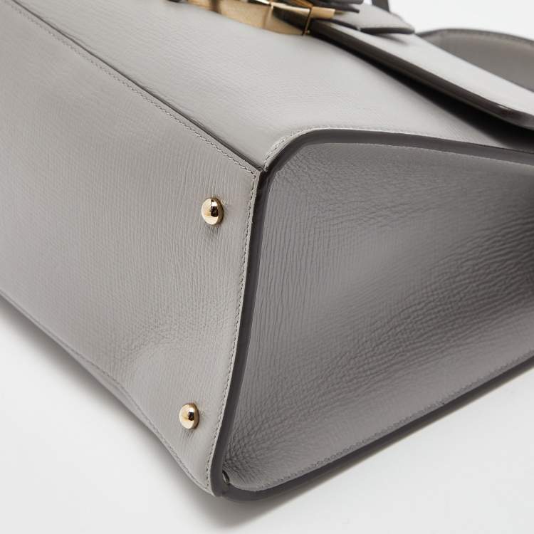 Pre Owned Salvatore Ferragamo Grey Leather Letty Top Handle bag