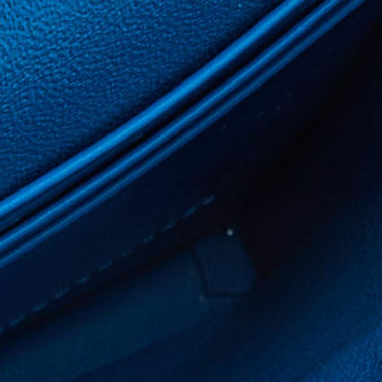 Pre Owned Salvatore Ferragamo Blue Leather Trifolio Phone Holder Crossbody Bag