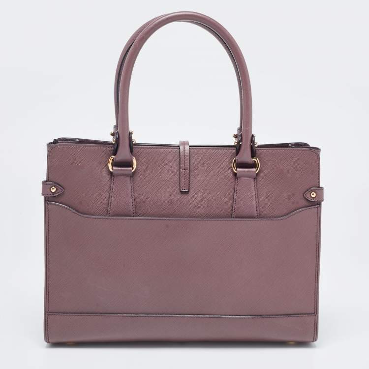 Pre Owned Salvatore Ferragamo Plum Leather Small Briana Tote