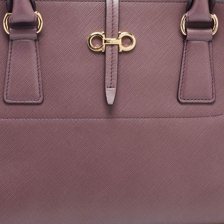 Pre Owned Salvatore Ferragamo Plum Leather Small Briana Tote