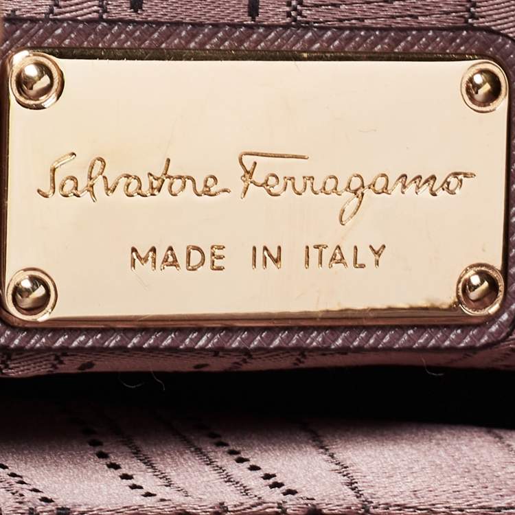 Pre Owned Salvatore Ferragamo Plum Leather Small Briana Tote