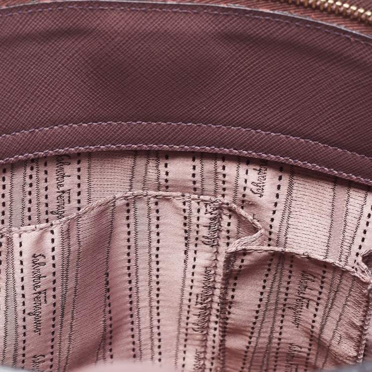 Pre Owned Salvatore Ferragamo Plum Leather Small Briana Tote