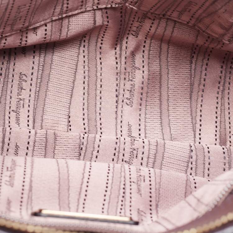 Pre Owned Salvatore Ferragamo Plum Leather Small Briana Tote