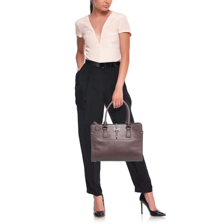 Pre Owned Salvatore Ferragamo Plum Leather Small Briana Tote