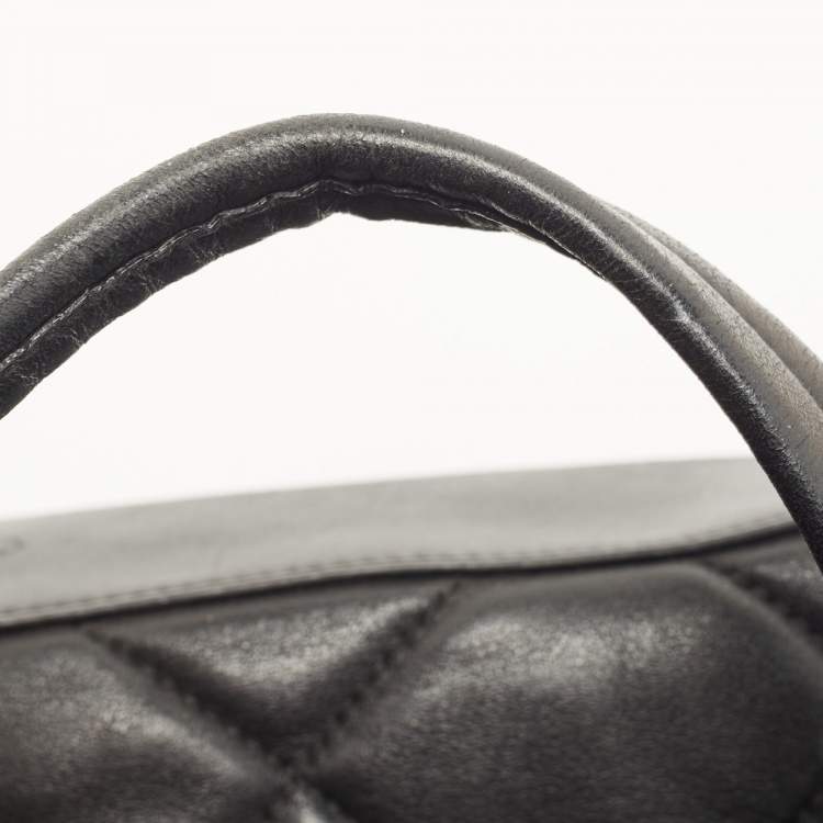 Pre Owned Salvatore Ferragamo Black Quilted Leather Bowler Bag