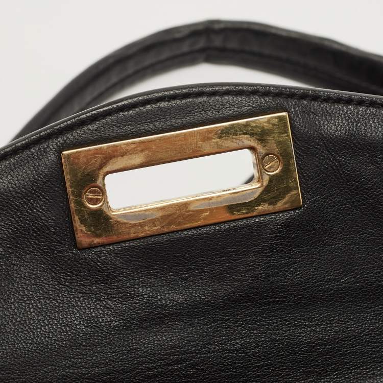 Pre Owned Salvatore Ferragamo Black Quilted Leather Bowler Bag