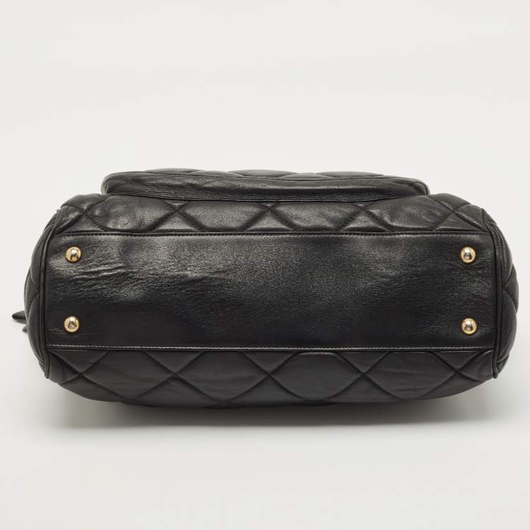 Pre Owned Salvatore Ferragamo Black Quilted Leather Bowler Bag