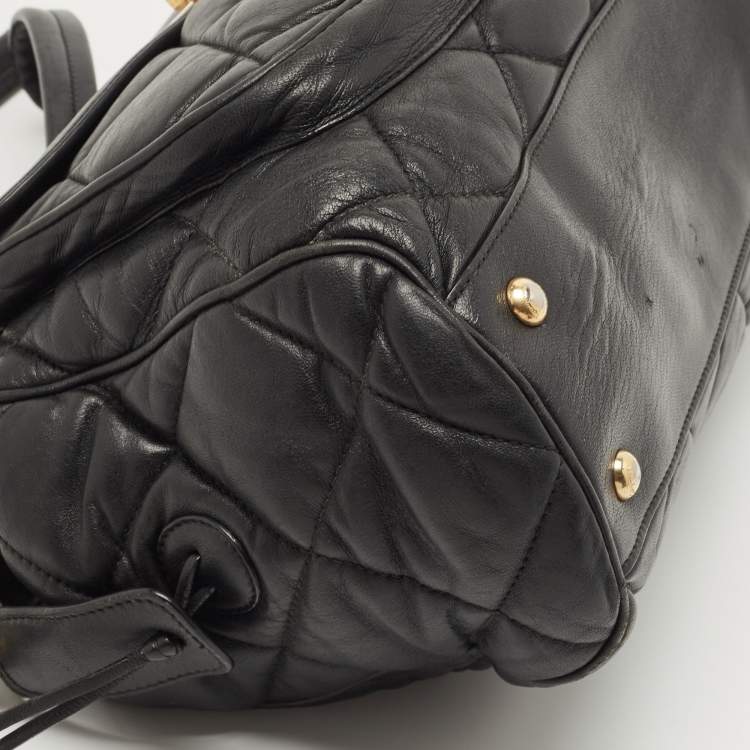 Pre Owned Salvatore Ferragamo Black Quilted Leather Bowler Bag