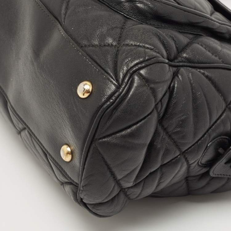 Pre Owned Salvatore Ferragamo Black Quilted Leather Bowler Bag