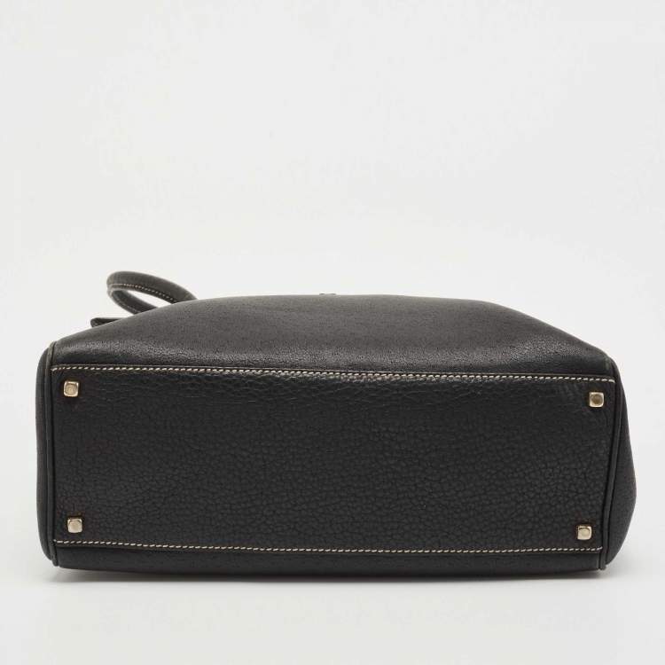Pre Owned Salvatore Ferragamo Black Leather Gancini Flap Shoulder Bag