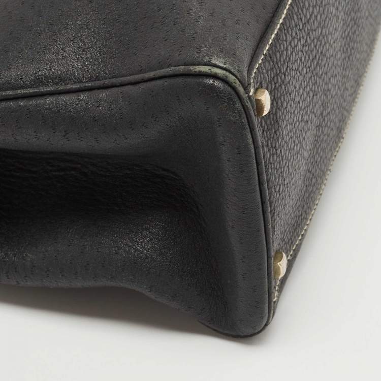 Pre Owned Salvatore Ferragamo Black Leather Gancini Flap Shoulder Bag