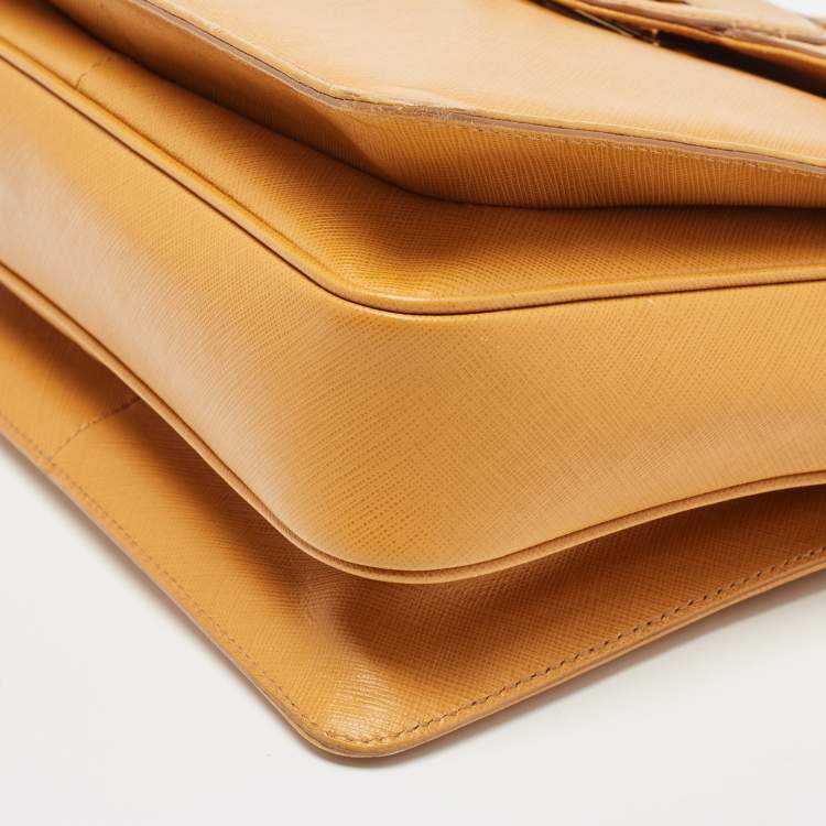 Pre Owned Salvatore Ferragamo Mustard Leather Kelly Top Handle Bag