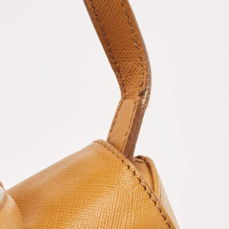 Pre Owned Salvatore Ferragamo Mustard Leather Kelly Top Handle Bag