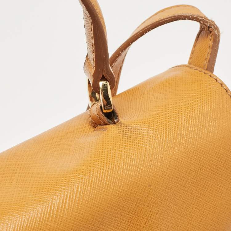 Pre Owned Salvatore Ferragamo Mustard Leather Kelly Top Handle Bag