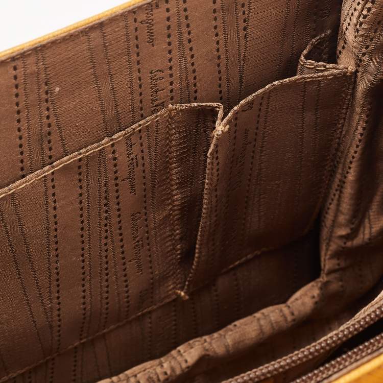Pre Owned Salvatore Ferragamo Mustard Leather Kelly Top Handle Bag