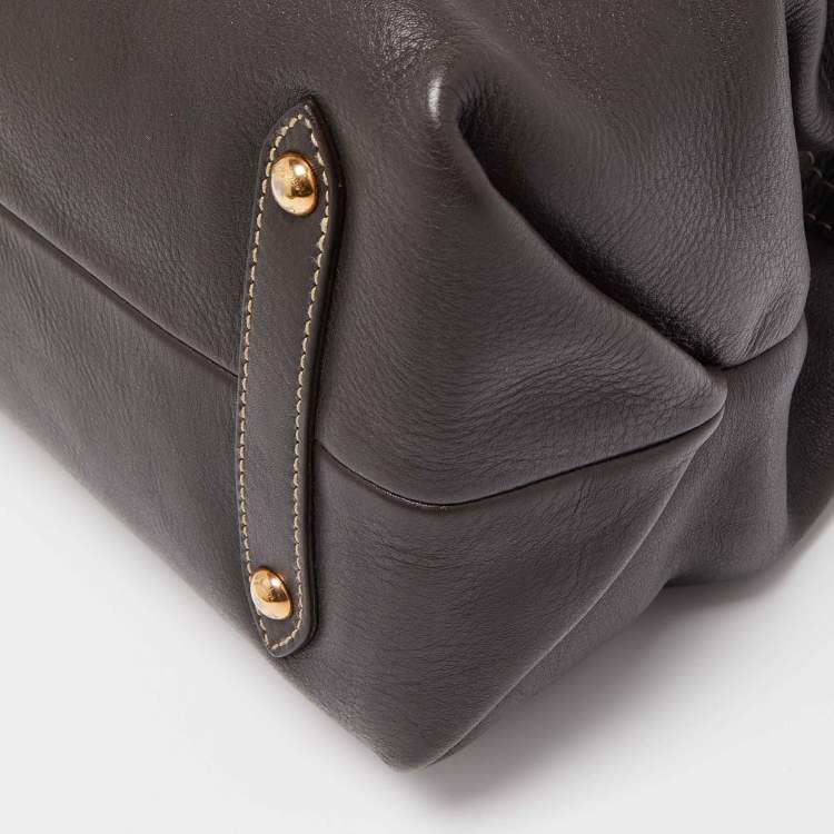 Pre Owned Salvatore Ferragamo Choco Brown Leather Tote