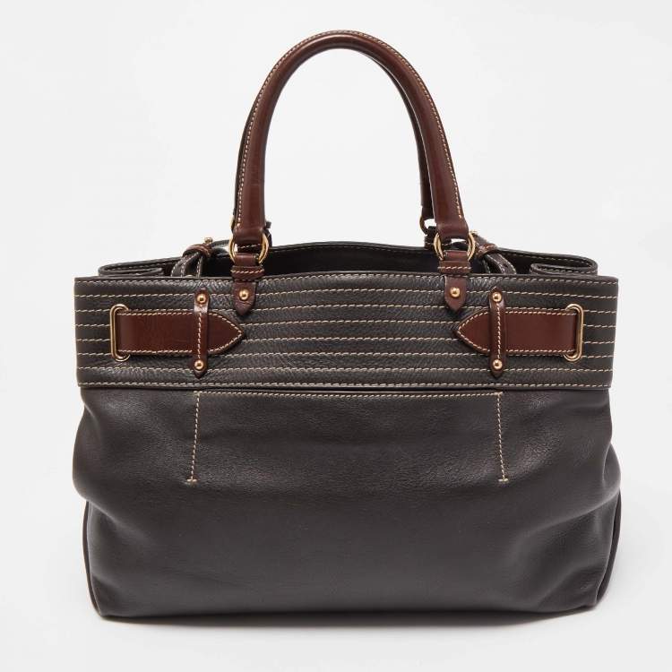 Pre Owned Salvatore Ferragamo Choco Brown Leather Tote