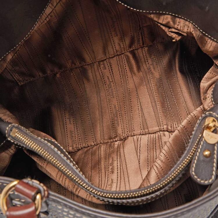 Pre Owned Salvatore Ferragamo Choco Brown Leather Tote