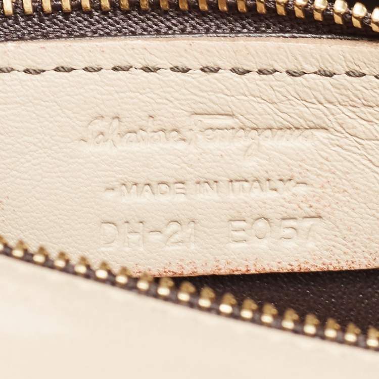 Pre Owned Salvatore Ferragamo Beige Quilted Leather Flap Shoulder Bag
