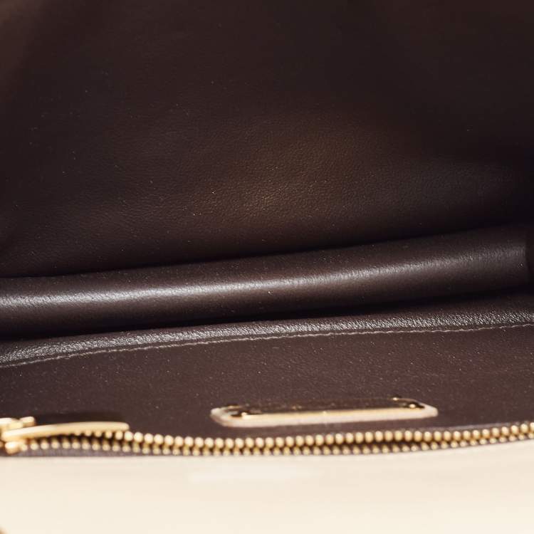 Pre Owned Salvatore Ferragamo Beige Quilted Leather Flap Shoulder Bag