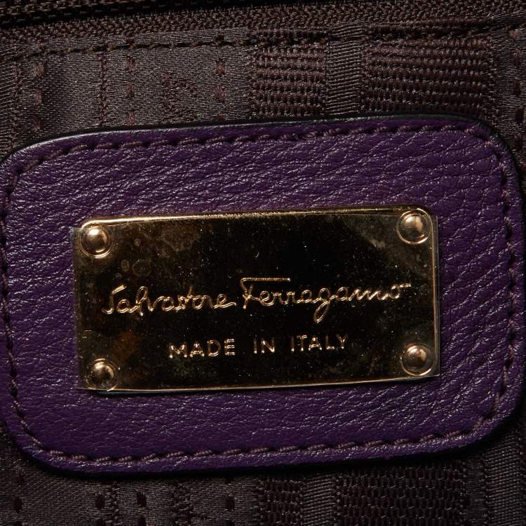 Pre Owned Salvatore Ferragamo Purple Leather Bice Tote