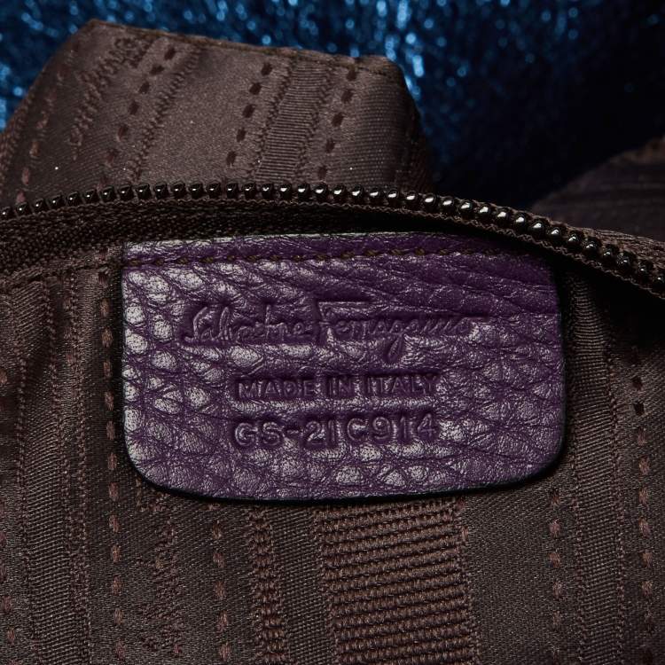 Pre Owned Salvatore Ferragamo Purple Leather Bice Tote