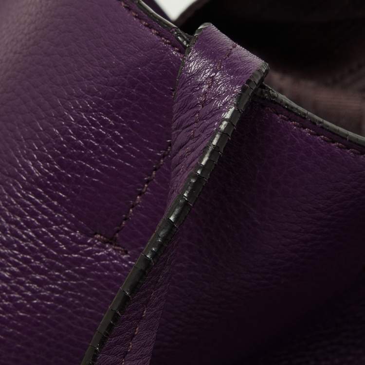 Pre Owned Salvatore Ferragamo Purple Leather Bice Tote
