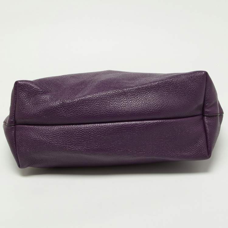 Pre Owned Salvatore Ferragamo Purple Leather Bice Tote