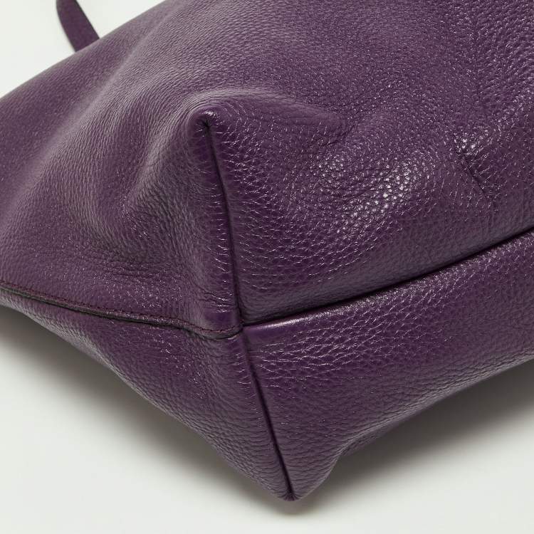 Pre Owned Salvatore Ferragamo Purple Leather Bice Tote