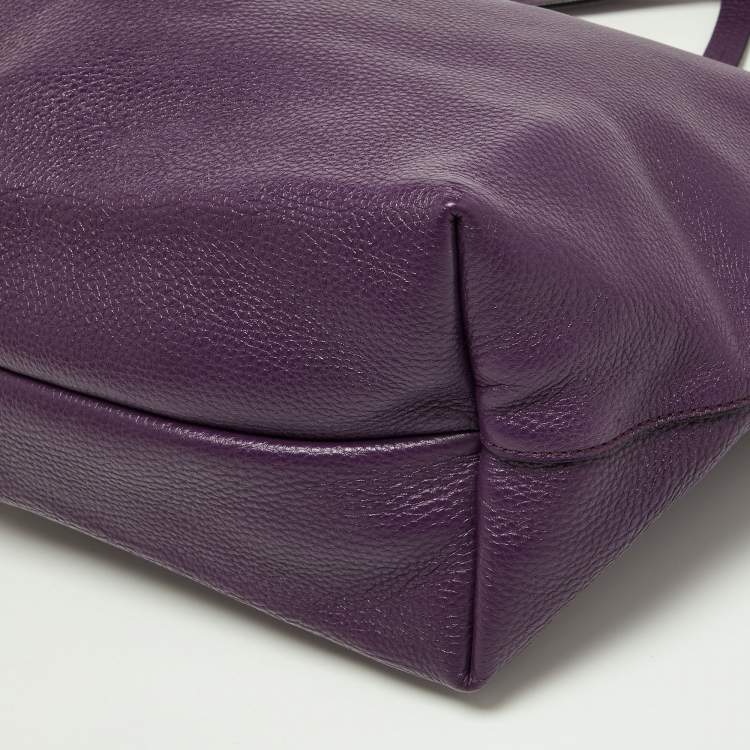 Pre Owned Salvatore Ferragamo Purple Leather Bice Tote