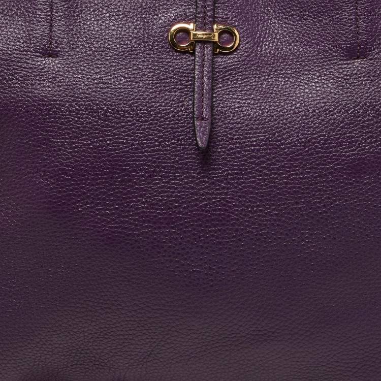Pre Owned Salvatore Ferragamo Purple Leather Bice Tote