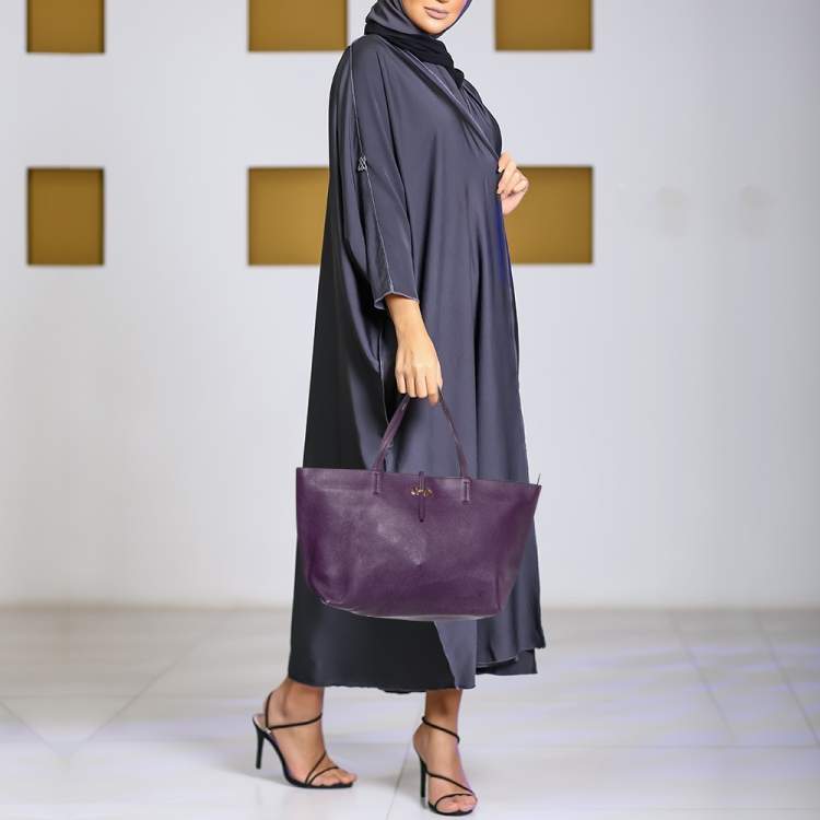 Pre Owned Salvatore Ferragamo Purple Leather Bice Tote